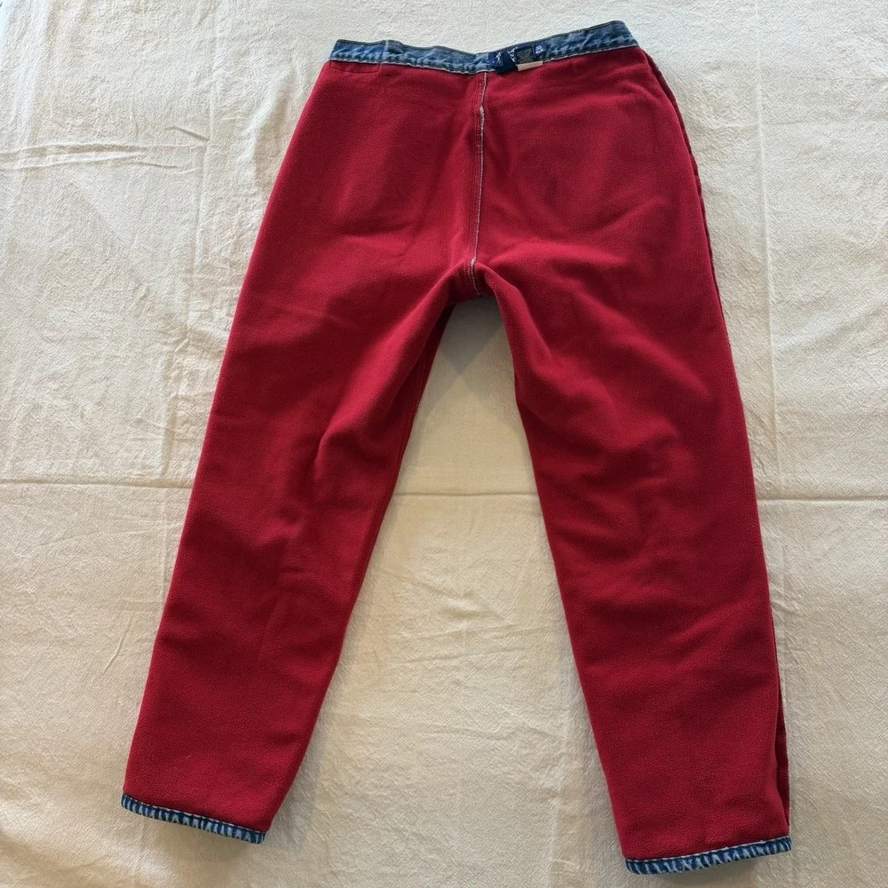 Eddie Bauer USA Made Red Fleece Lined Tapered Jeans Mens 34x29 Denim Relaxed